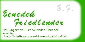 benedek friedlender business card